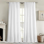 MIULEE White Linen Curtains 120 Inch Long 2 Panels by MIULEE