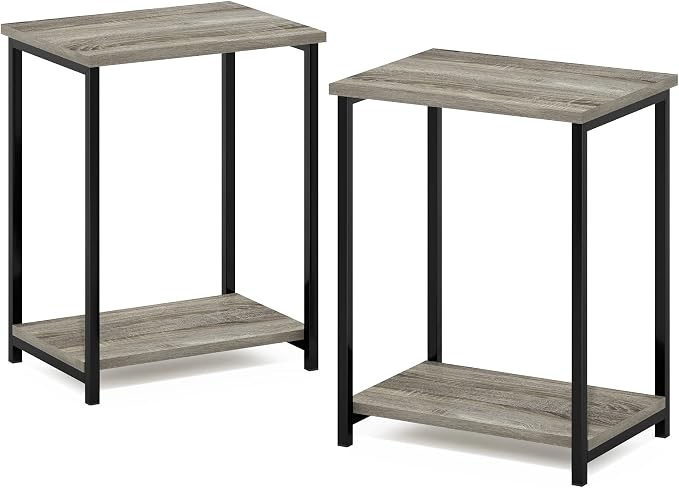 Furinno Simplistic Metal Frame End Table, French Oak - Image 5