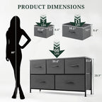 5-Drawer Dresser for Bedroom, Anti-Tip Wide Storage Organizer Fabric Chest of - Image 3