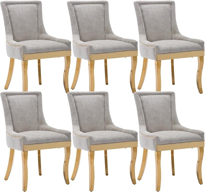 Upholstered Dining Chairs Set of 6, Modern Fabric Side Chairs by MZDOO
