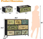 Furnulem 8 Drawer Dresser, Wide Fabric Chest of Drawers, Vintage Furniture - Image 3
