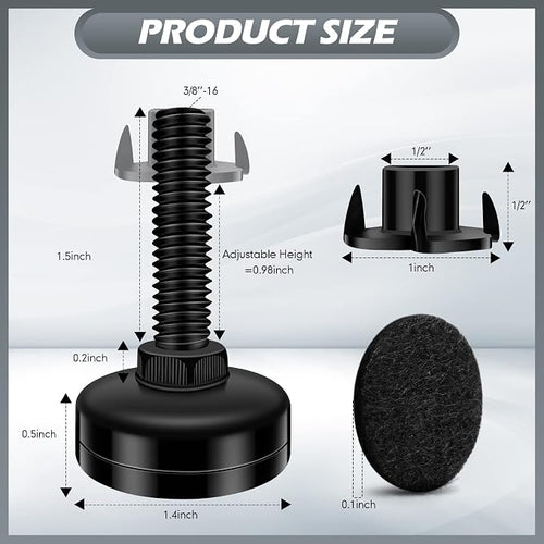 10 Set Adjustable Furniture Leveling Feet, Adjustable Leg Levelers - Image 2