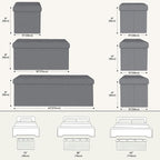 43W Folding Ottoman with Storage Bench, 30W Storage Ottoman Bench, 15W Inches - Image 2