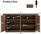 LKTART 64" Buffet Cabinet with Storage, Modern Fluted Accent Sideboard with - Image 2