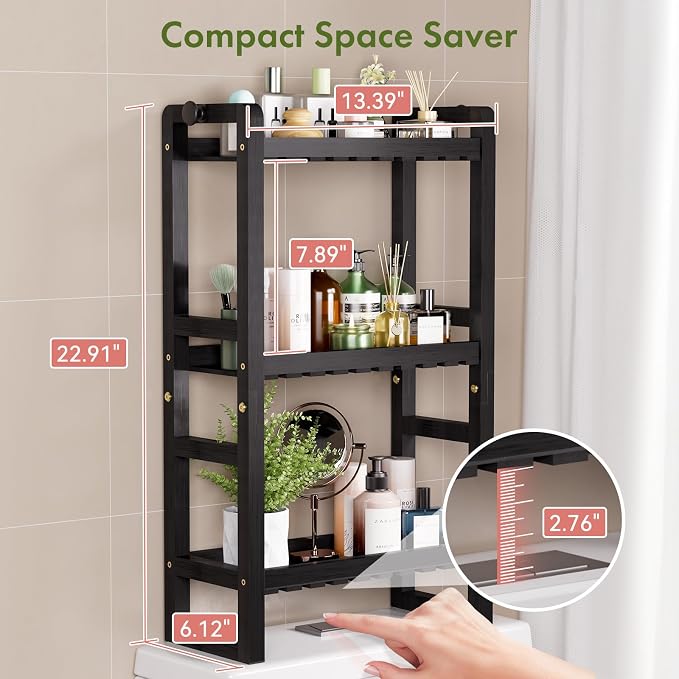 AmazerBath Bamboo Over The Toilet Storage Shelf - Image 2