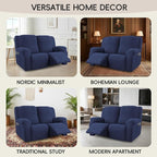Recliner Loveseat Covers, 4-Piece Stretch Geometric Strokes Jacquard Reclining - Image 7