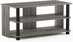 Furinno Sully 3-Tier Stand for TV up to 40, French Oak Grey/Black by Furinno-FitsYourSpaceFitsYourBudget