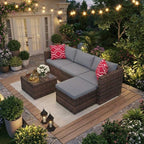 5 PCS Outdoor Sectional Sofa Set, Outdoor Patio Set Sectional Sofa, All-Weather - Image 3