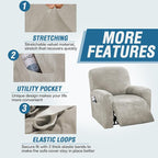 H.VERSAILTEX 4-Pieces Recliner Chair Covers Velvet Stretch Reclining Couch - Image 4