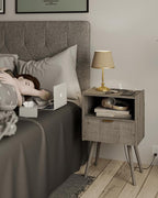 JOONEE Nightstand with Outlet, Modern Bedside Table with Storage Drawer and - Image 3