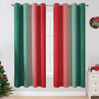 Red and Green Ombre Blackout Curtains 52Wx72L 2 Panels | Ombre Christmas - Image 2