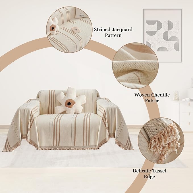 DREAMINGO Chenille Armchair Cover Jacquard Sofa Covers Washable Furniture - Image 4