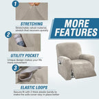 H.VERSAILTEX Velvet Stretch Recliner Couch Covers 4-Pieces Style Recliner Chair - Image 4