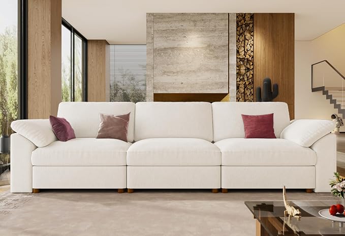 EASE MOOSE Modern 3 Seat Sectional Modular Sofa, FSC Certified Chenille Comfty by EASEMOOSE