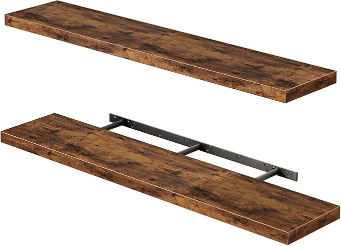 Fixwal Wood Floating Shelves for Wall, 47.2" Long Heavy Duty Wall Mounted by Fixwal