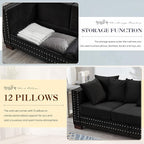 2 Piece Velvet Couch and Loveseat Sets, Mid Century Modern Couch - Image 5