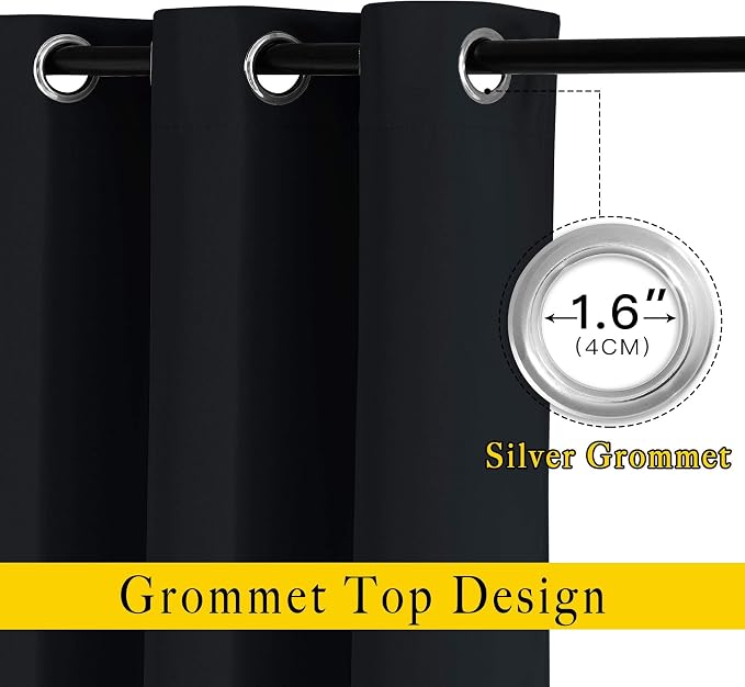 NICETOWN Black Blackout Curtains 84 inch Length 2 Panels, Grommet Thermal - Image 3
