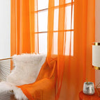 SpaceDresser Orange Sheer Curtains 4 Panels Rod Pocket Semi-Sheer Curtain 72 - Image 4