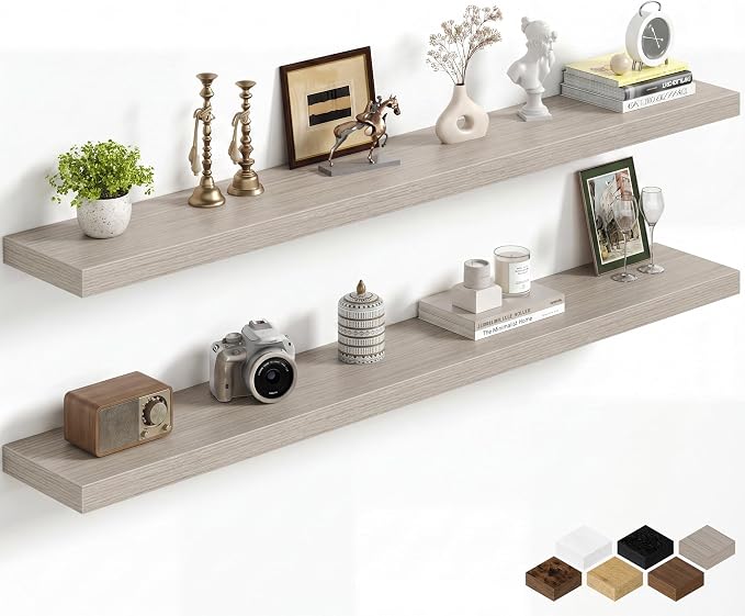 Fun Memories 60Inch Long Floating Shelves, 8 Inch Deep Shelves by FunMemories