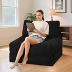 HABUTWAY Folding Sofa Bed, Convertible Sleeper Chair Bed w/Dual-Pillow & Handle - Image 3