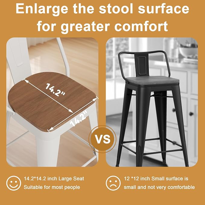 Andeworld Metal Bar Stools Set of 2, 24 inch Counter Height Barstools - Image 4