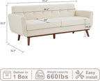 Kingfun 77.2" W Loveseat Sofa, Mid Century Modern Decor Love Seat Couches - Image 2