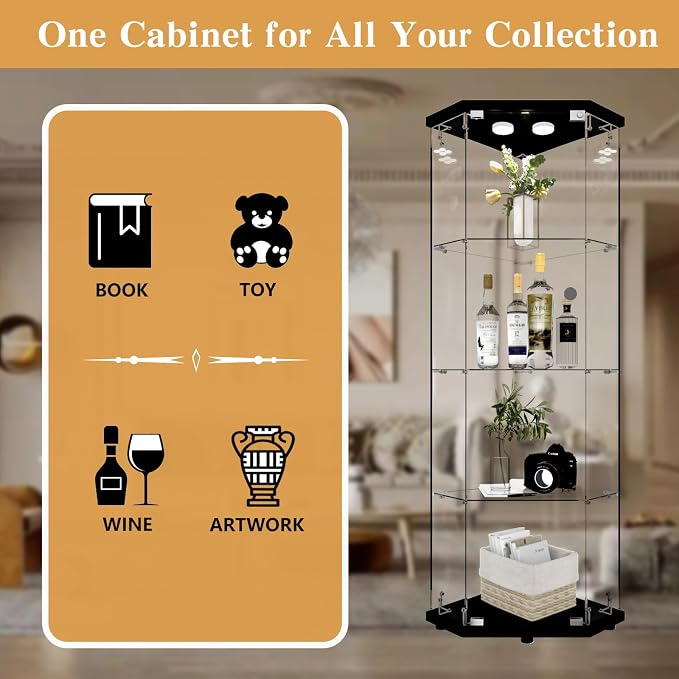 Beauty4U Glass Display Corner Cabinet - Image 6