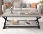 HSH Coffee Table with Storage, Farmhouse Grey Living Room Center Table - Image 4