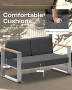 Aluminum Patio Furniture Set, 5 Seats Outdoor Patio Conversation Sets - Image 2