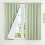 Natural 100% Blackout Linen Curtains 54 Inches by LAMIT