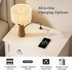 JOINICE White Night Stand with Charging Station, Modern Nightstand with 3 - Image 6