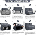 TAOCOCO Recliner Loveseat Slipcover, 6 Pieces Dual Recliner Sofa Covers - Image 6