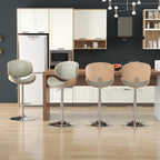 KCC Bar Stools Set of 6, Swivel Adjustable Height Barstools, PU Leather - Image 2