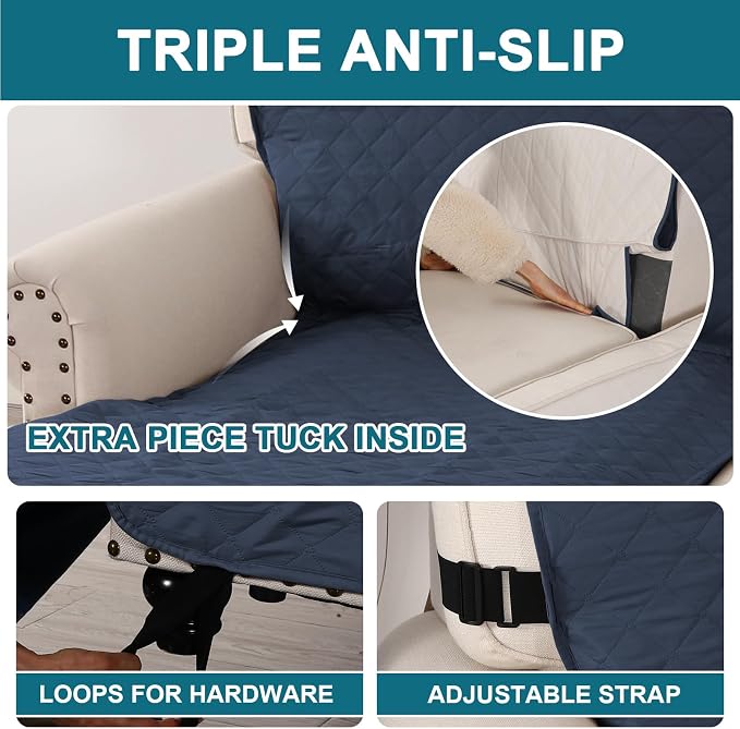 Turquoize 100% Waterproof Sofa Covers Chaise Lounge L Shape Sofa Protector Slip - Image 4