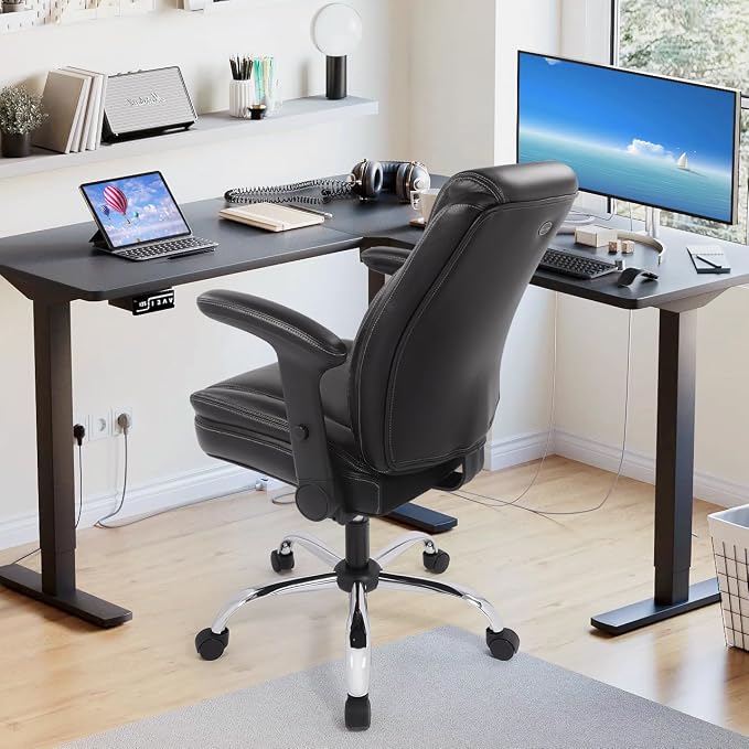 Ergonomic Heavy Duty Mid-Back Padded Bonded Leather Padded - Image 2