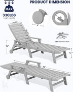 KINGYES HDPE Lounge Chair Outdoor, Patio Chaise Lounge Recliner - Image 2