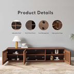 POVISON Full Assembled Mid Century Modern TV Stand, Wood Slatted Media Console - Image 4