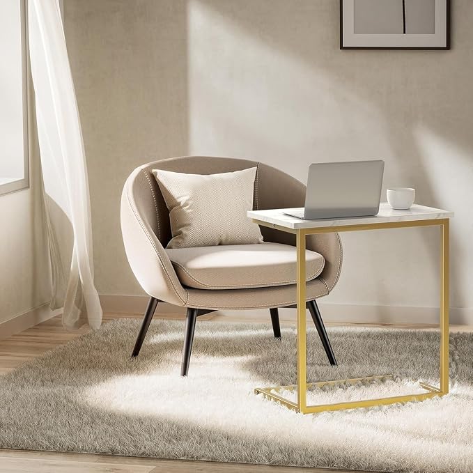 Pipishell C Shaped End Table 27 inches High, Side Table - Image 4