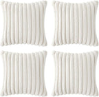 MIULEE Faux Fur Plush Decorative Throw Pillow Covers 20x20, Pure White | Set of - Image 7