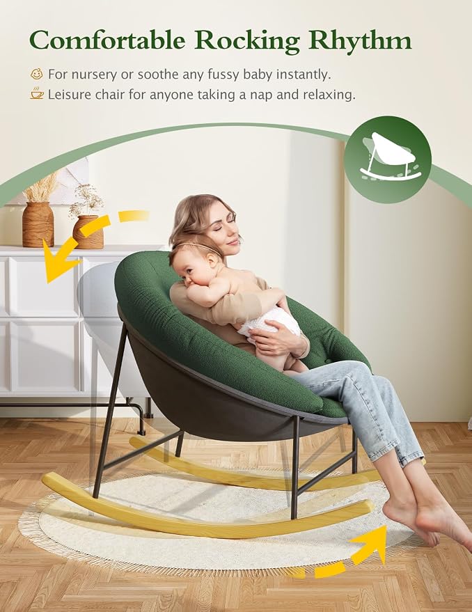 Kidirect Wide Rocking Chair Nursery, Comfy Saucer Nursery Rocking Chairs - Image 4