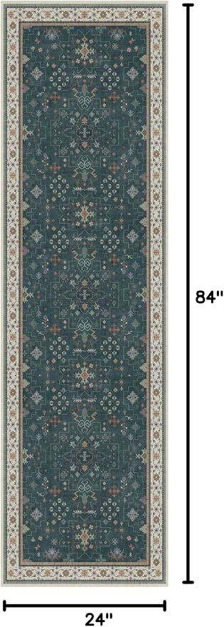 Vintage 2x7 Washable Runner Rug Non Slip - Image 2
