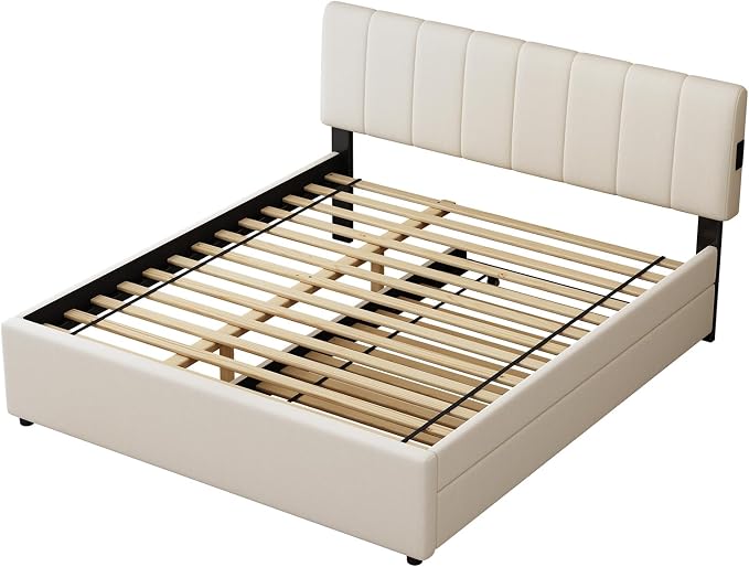 Queen Size Upholstered Platform Bed - Image 7