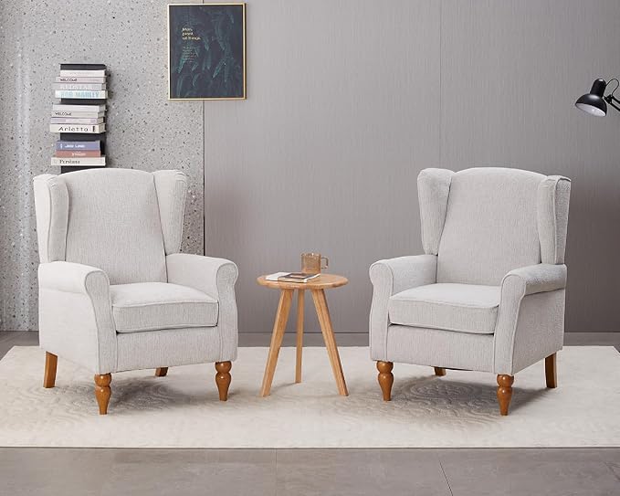 Mid-Century High Wingback Chair Set of 3, Modern Fabric Accent Chair Armchair by Lin-Utrend
