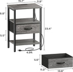 SUPERJARE Nightstand with Charging Station, Bed Side Table with Adjustable - Image 3