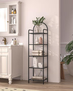 Hzuaneri Bookcase Bookshelf, Tempered Glass Bookshelves, Slim Shelving Unit - Image 7