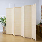 6 Panel Bamboo Room Divider Screen, 5.6 FT Tall Bamboo Divider Folding Privacy by PawlaBay