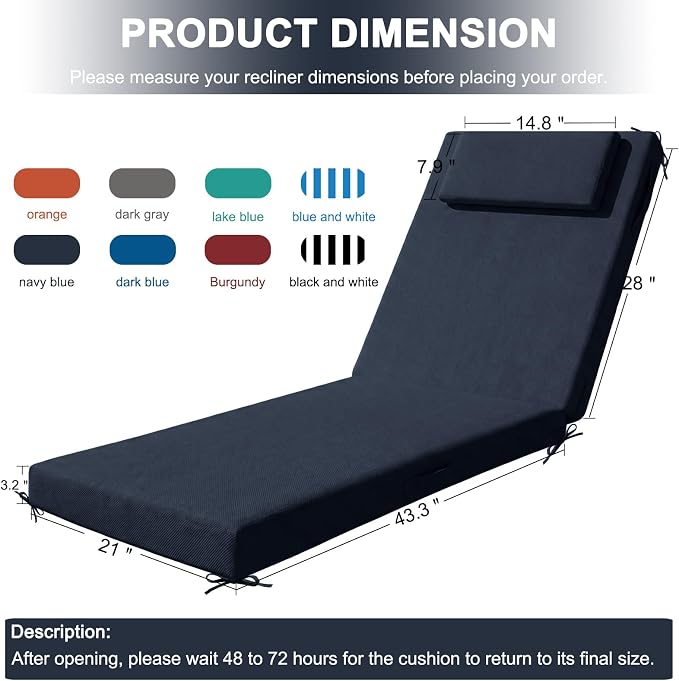 Outdoor Lounge Chair mat, 72 inches x 21 inches, Waterproof Chaise Lounge - Image 2