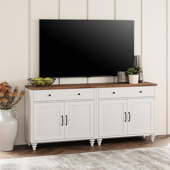 WAMPAT Farmhouse TV Stand for 75 inch TV by WAMPAT