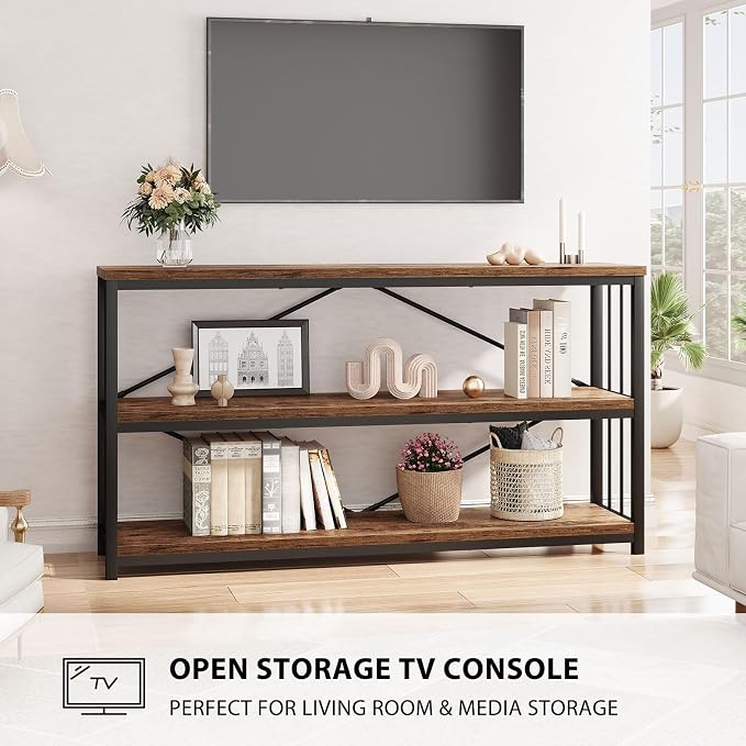 LVB Industrial Console Entryway Table, Metal Wood Rustic Sofa Table - Image 9