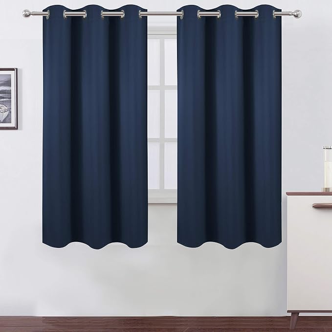 Navy Blue Blackout Curtains 42 x 63 Inch Length/Set of 2 Curtain Panels/Thermal by Lemomo